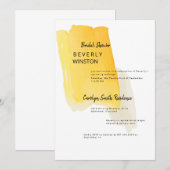 Invitation Peinture jaune laver Fête des mariées moderne (Devant / Derrière)