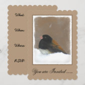 Invitation Peinture Junco foncée - Art original pour oiseaux (Devant / Derrière)