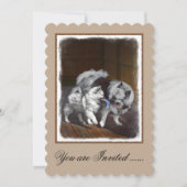 Invitation Peinture Keeshond Playtime - Jolie art original ch (Devant)