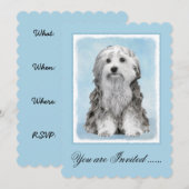Invitation Peinture Lowchen - Cute Original Chien Art (Devant / Derrière)