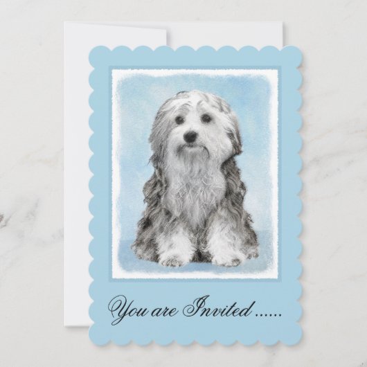 Invitation Peinture Lowchen - Cute Original Chien Art (Devant)