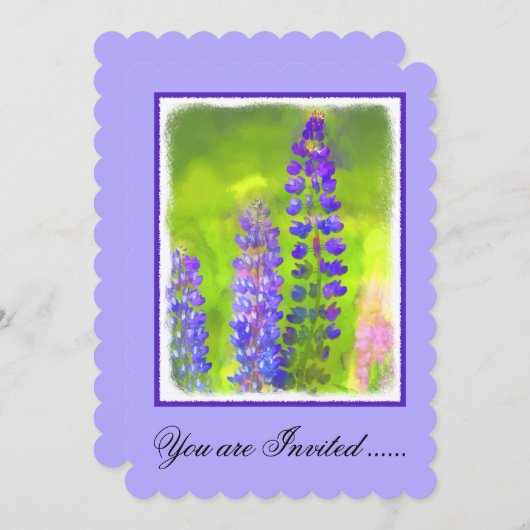 Invitation Peinture Lupine - Art Fleur Original (Devant / Derrière)
