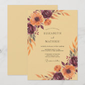 Invitation Peinture Mariage Abricot Moutarde (Devant / Derrière)