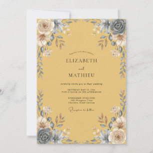 Invitation Peinture Mariage Ardoise Moutarde