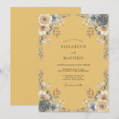 Invitation Peinture Mariage Ardoise Moutarde (Devant / Derrière)