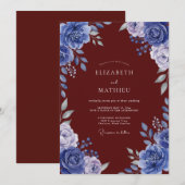 Invitation Peinture Mariage Carmin de Cobalt (Devant / Derrière)