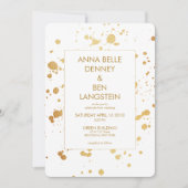 Invitation Peinture minimale d'or moderne Splatter Mariage él (Devant)