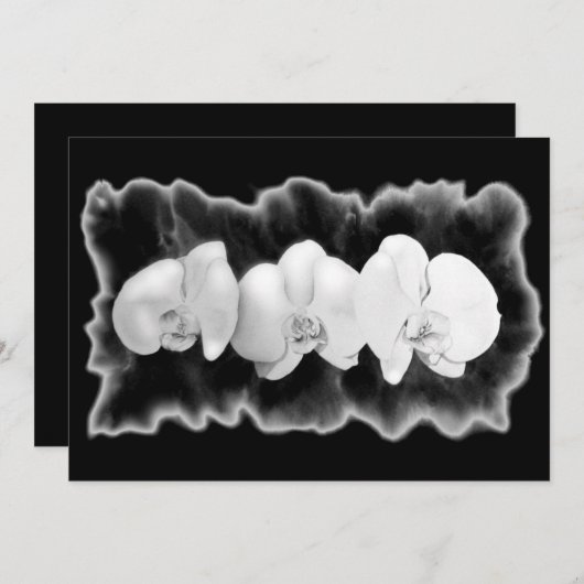 Invitation Peinture moderne de l'orchidée tropicale noire bla (Devant / Derrière)
