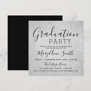 Invitation Peinture moderne de parties scintillantes d'argent