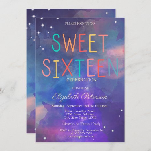 Invitation Peinture moderne éclaboussure colorée douce 16 (Devant / Derrière)