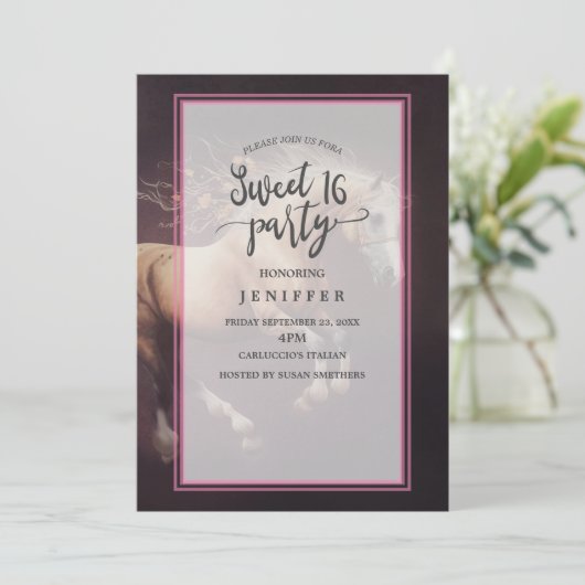 Invitation Peinture Pastel D'Un Cheval De Course (Debout devant)