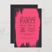 Invitation Peinture rose néon sur noir (Devant / Derrière)