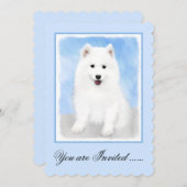 Invitation Peinture Samoyed Puppy - Jolie Art Original Chien (Devant / Derrière)