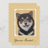 Invitation Peinture Shiba Inu (Noir et Tan) - Art Chien (Devant / Derrière)