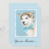Invitation Peinture Sibérienne Husky Puppy - Art Chien origin (Devant / Derrière)