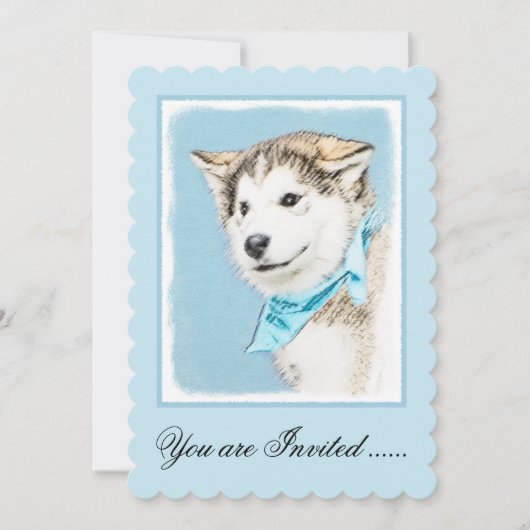 Invitation Peinture Sibérienne Husky Puppy - Art Chien origin (Devant)