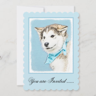 Invitation Peinture Sibérienne Husky Puppy - Art Chien origin