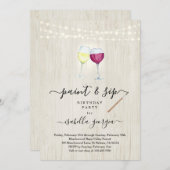 Invitation Peinture & Sip Anniversaire, Bachelorette, Fête de (Devant / Derrière)