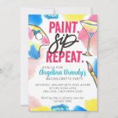 Invitation Peinture Sip Répéter Bachelorette Art Party Invita (Devant)