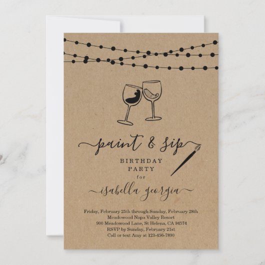 Invitation Peinture & Soirée d'anniversaire, Enterrement de v (Devant)