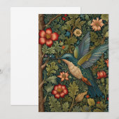 Invitation peinture vintage d'oiseaux chanteurs (Devant / Derrière)