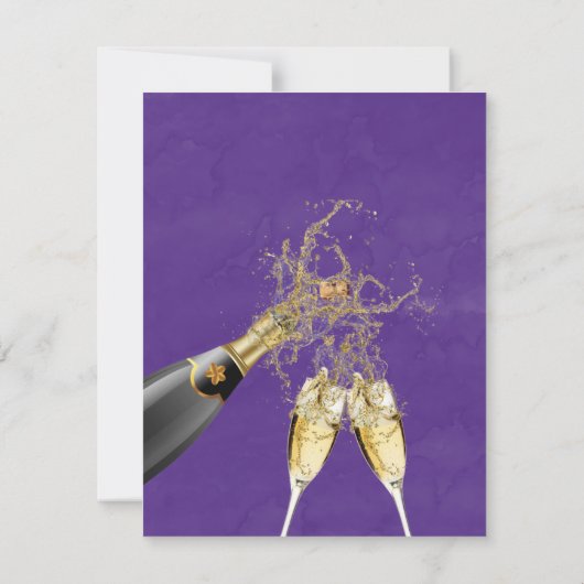 Invitation Peinture violet et or Brunch & Bubbly (Dos)