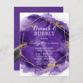 Invitation Peinture violet et or Brunch & Bubbly (Devant / Derrière)