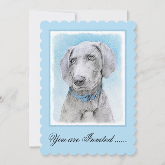 Invitation Peinture Weimaraner - Joli art original chien (Devant)