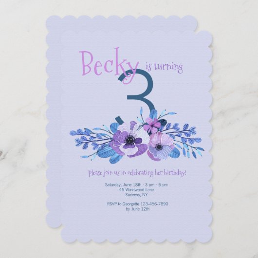 Invitation Peintures dans l'invitation bleue (Devant / Derrière)