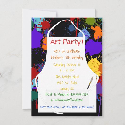 Invitation Peintures de Brights de partie d'art (Devant)