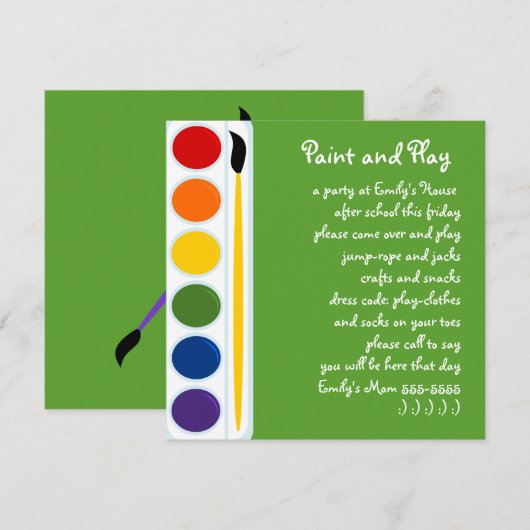 Invitation Peintures et brosses (Devant / Derrière)