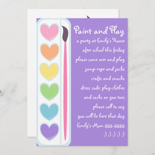 Invitation Peintures et brosses de Saint-Valentin (Devant / Derrière)