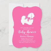 Invitation Pekingese Chien Baby shower fille rose (Devant)