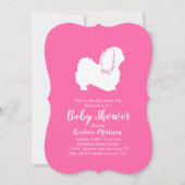 Invitation Pekingese Chien Baby shower fille rose (Devant)