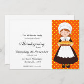 Invitation Pèlerin Enfants Thanksgiving dîner (Devant / Derrière)