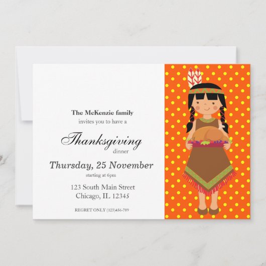 Invitation Pèlerin Enfants Thanksgiving dîner (Devant)