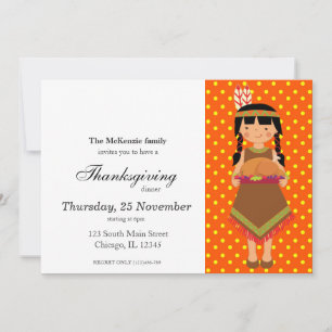 Invitation Pèlerin Enfants Thanksgiving dîner