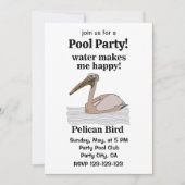 Invitation Pelican Bird Beach Pool Party (Devant)