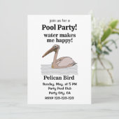 Invitation Pelican Bird Beach Pool Party (Debout devant)