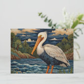 Invitation Pélican de mer blanc vintage (Debout devant)