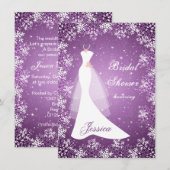 Invitation Pelouse Mariage, flocons de neige sur Fête de l'ma (Devant / Derrière)