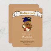 Invitation peluche à la limite de graduation (Devant / Derrière)