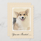 Invitation Pembroke Welsh Corgi Peinture - Chien d'art origin (Devant / Derrière)