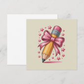 Invitation Pencil Coquette Bow Enseignant Appréciation School (Devant / Derrière)