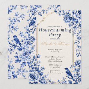 Invitation Pendaison de crémaillère de style chinois bleu