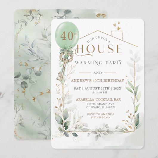 Invitation pendaison de crémaillère et anniversair (Devant / Derrière)