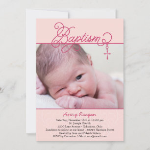 Invitation pendante croisée de baptême de photo -