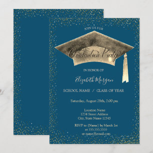 Invitation Pendentif de chapeau de remise des diplômes en or