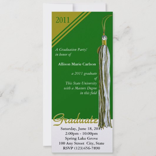 Invitation Pendentif de diplôme / Or et vert (Devant)