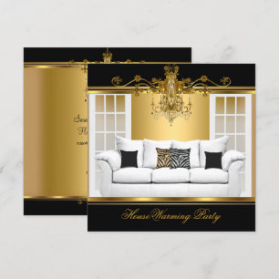 Invitation Pendentif de fête de crémaillère Riche Or Noir